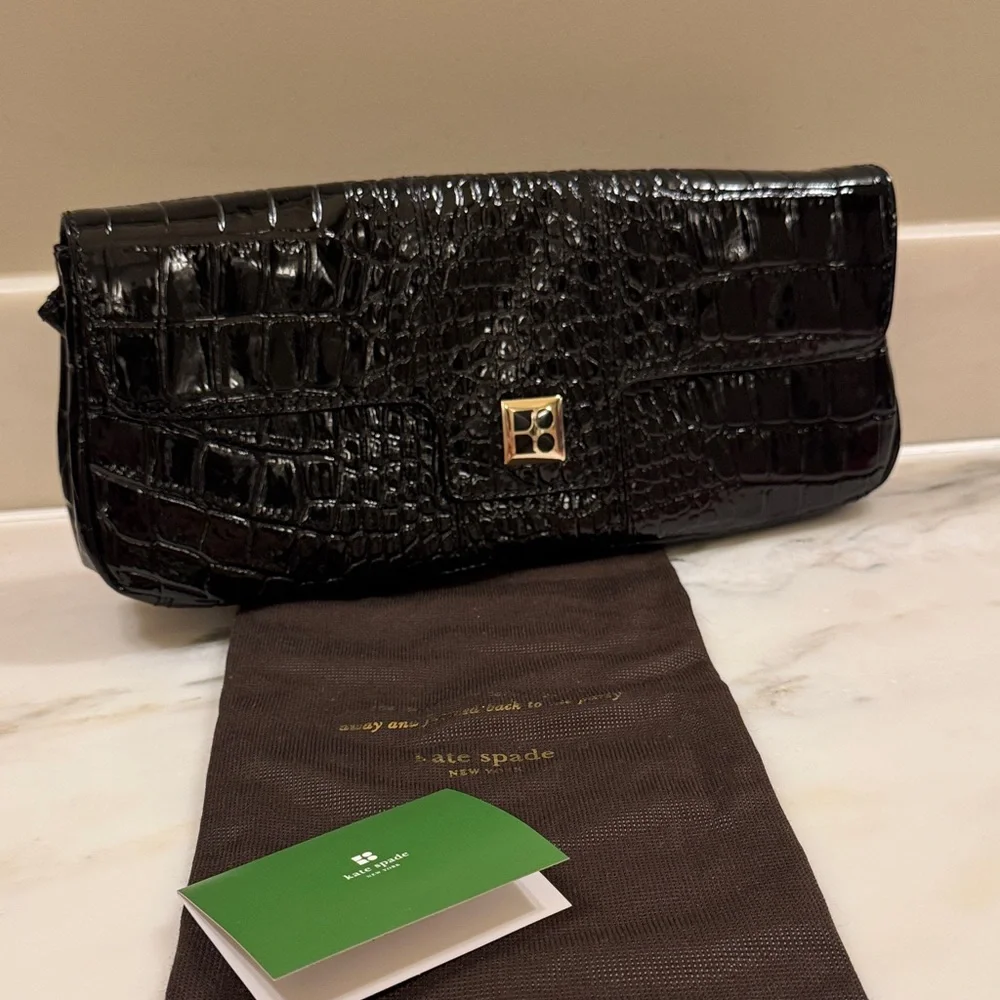 Kate Spade black patent leather clutch